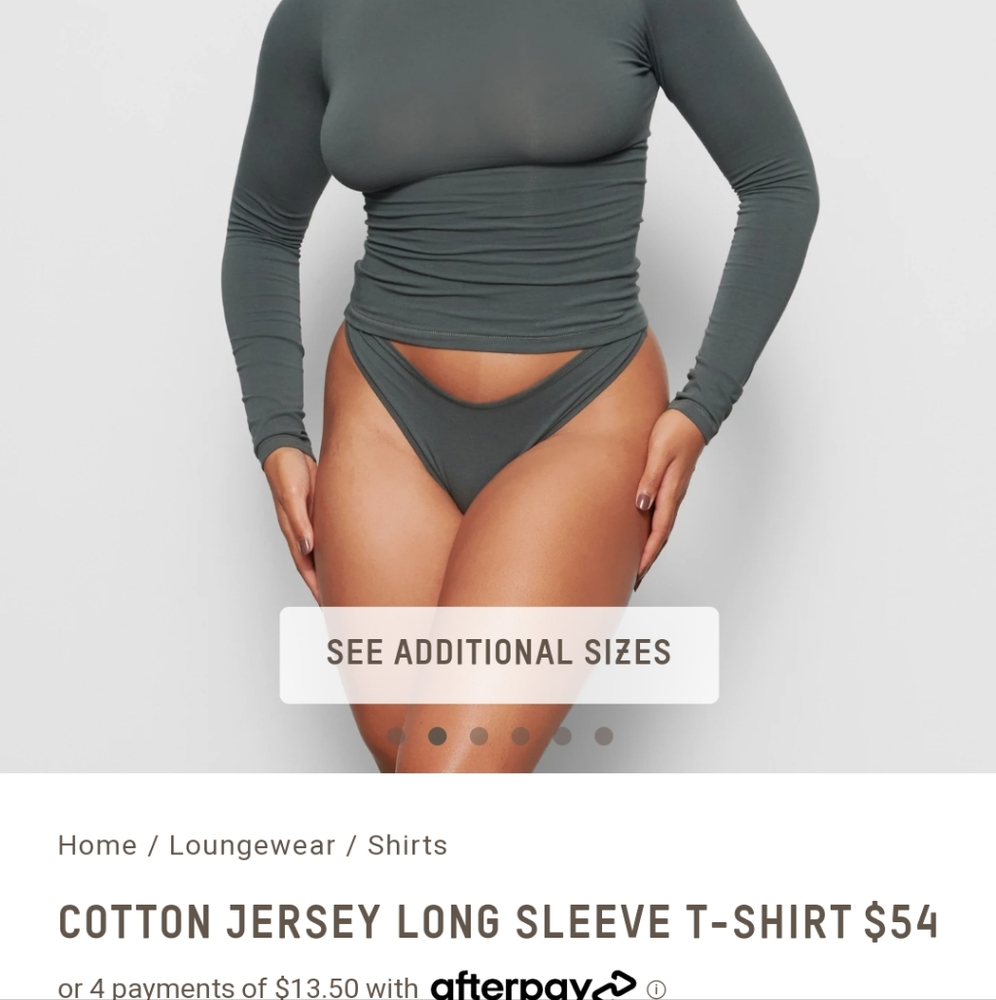 Cotton jersey Skims long sleeve t- shirt in deep sea 4x